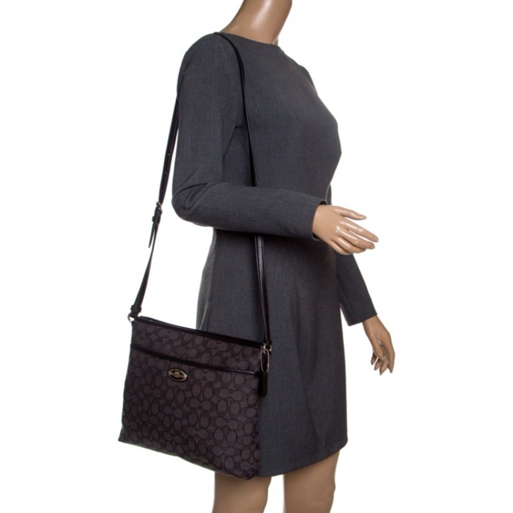 Coach Dark Grey Signature Canvas Crossbody Bag